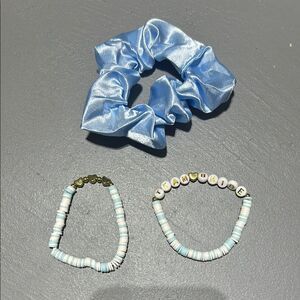 Team Bride Bracelet
Heart Bracelet 
Blue Scrunchie